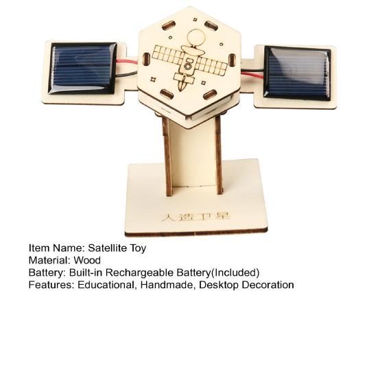 DIY Solar Artificial Satellite Model Kit Educational Handmade Wooden Puzzle Satellite Model Kids Science Exploration Projects STEM Toy