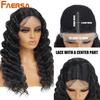 Synthetic Lace Wigs For Black Women Long Body Wave Lace Front Wig Brown Ombre Blond Wigs Heat Resistant Curly Wig