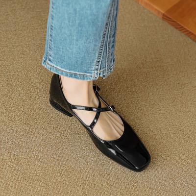 Weiwei girl 6528-1 французские туфли Мэри Джейн женские с перекрестным ремнем темперамент маленькие ароматные туфли корейской версии на толстом каблуке одинарные женские