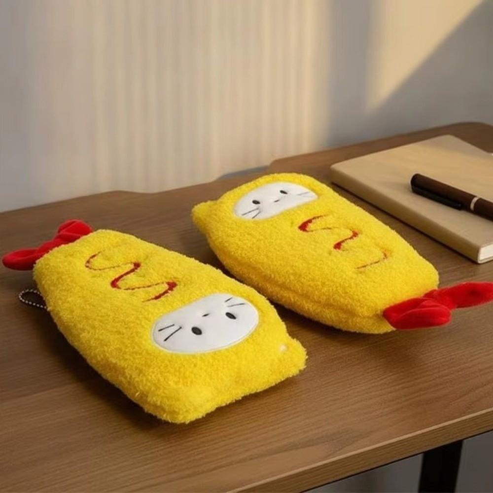 Large Capacity Stationery Storage Bag Cartoon Shrimp Pen Case Fried Prawns Stationery Pouch Travel