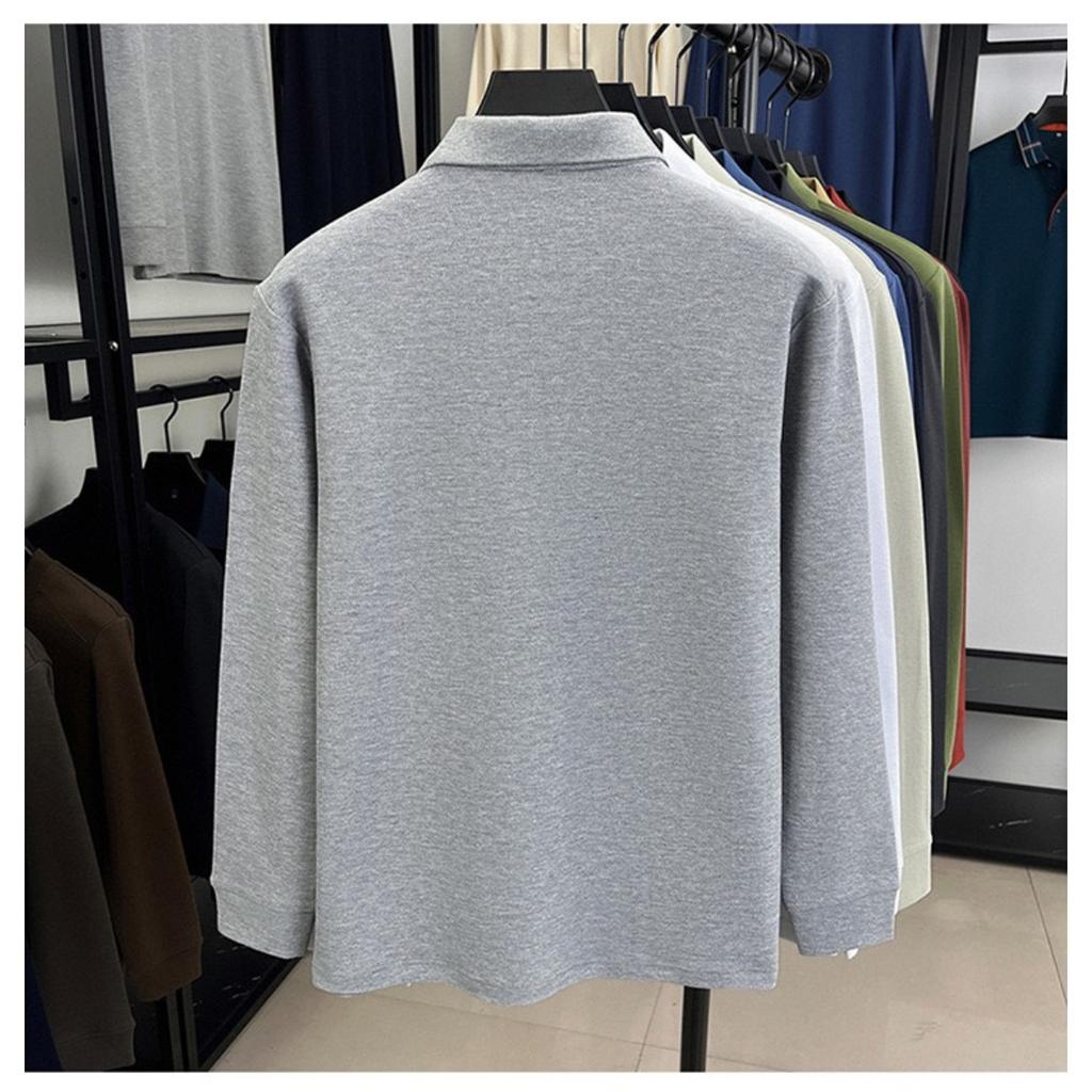 TrendHub 100% Pure Cotton Men's Long Sleeved Polo Shirt Embroidery Classic Paul Casual T-shirt