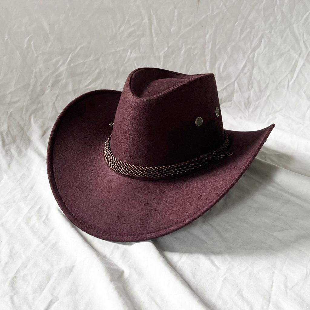 Men's Classic Cowboy Hat Western Cowboy Hat Outdoor Sun Hat Adjustable Drawstring Felt Hat