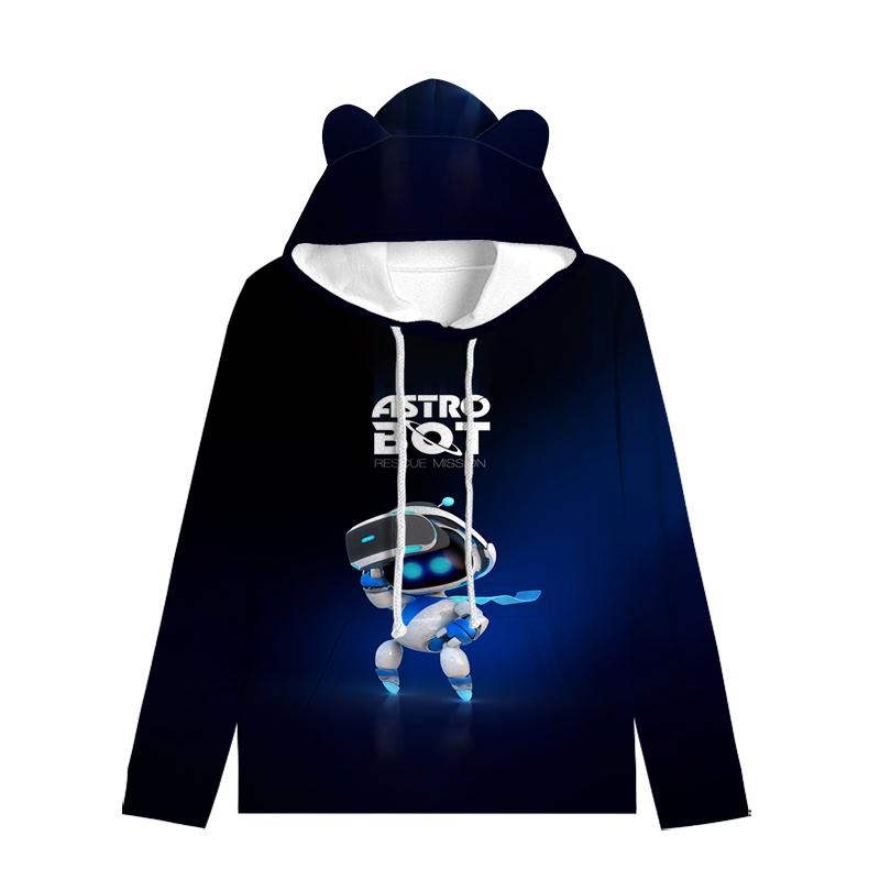 Толстовка с капюшоном «Кошачьи ушки» в стиле астронавта, уличная одежда для детей, пуловер с ушками в космическом стиле, мягкая унисекс-верхняя одежда для малышей