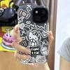 Мультяшный котенок 15plus/14PRoMax подходит для чехла мобильного телефона Apple iPhone12/13 с черным краем, противоударный 678p.