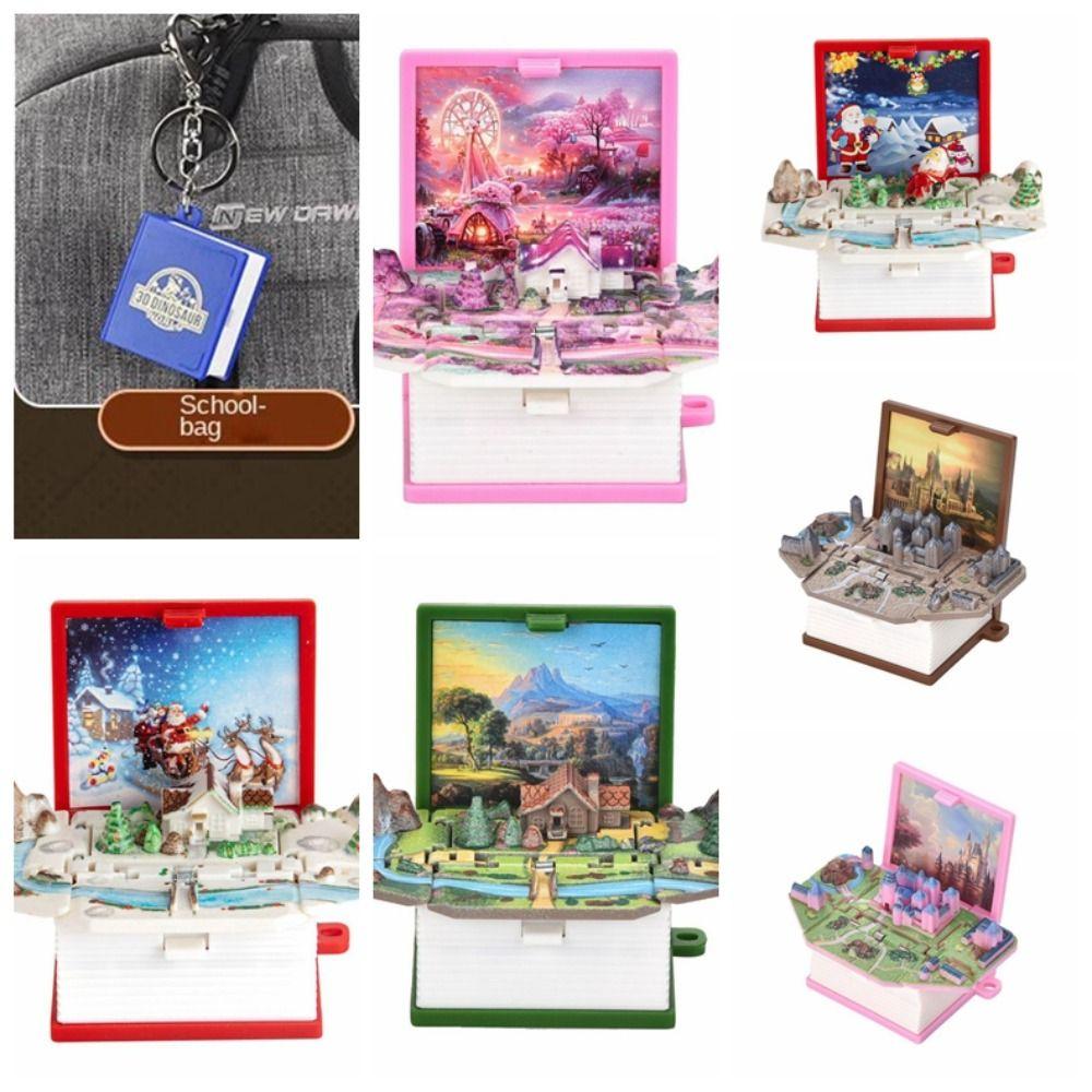 Пластиковые 3D мини-складные брелки-книжки 3D замок-коттедж держатель для ключей когнитивные инструменты