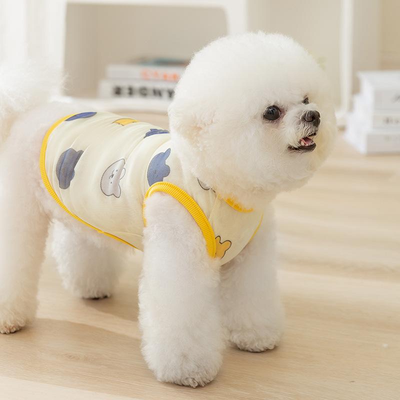Spring and Summer Dog Cartoon Cute Colorful Small Animal Mesh Vest Medium and Small Dog Teddy Cat Pet Clothes