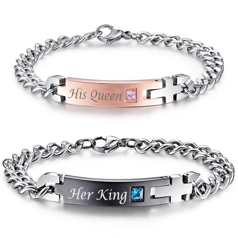 Stainless Steel Couple Bracelets His and Hers Matching Bracelets Unique