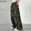 Женские повседневные брюки-карго с эластичным поясом и камуфляжным принтом