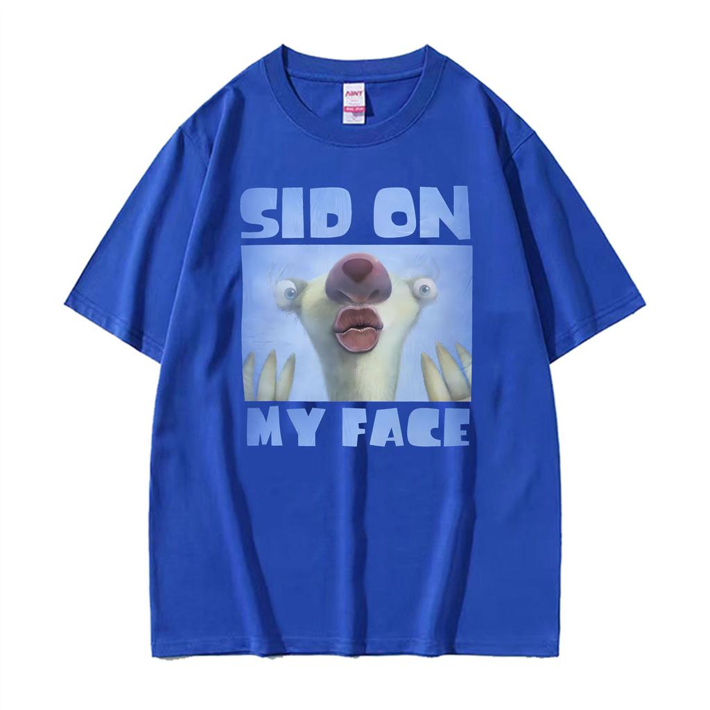 Funny Sid On My Face Meme Cursed Sloth Graphic Tshirts Unisex Unisex High Quality Summer Vintage T Shirt Oversized Cotton Tee Shirt