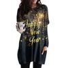 Женская толстовка с круглым вырезом и принтом, платье-рубашка с длинными рукавами и принтом, пуловер свободного покроя, свободный крой, топы с карманами