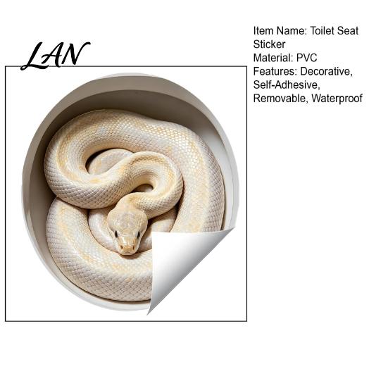 Home Party Wall Decoration Realistic Snake Toilet Seat Sticker, PVC Waterproof Python Decorative Window Film Decal, Creative Lid Sticker for Bathroom