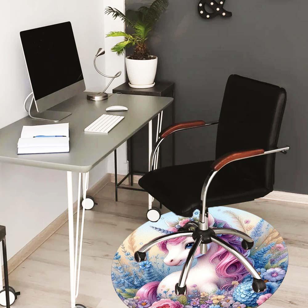 Pretty Unicorn Round Rug Suitable For Office Reception Decorative Carpet Office Chair Protection Carpet And Also Suitable For Gifts To Relatives And