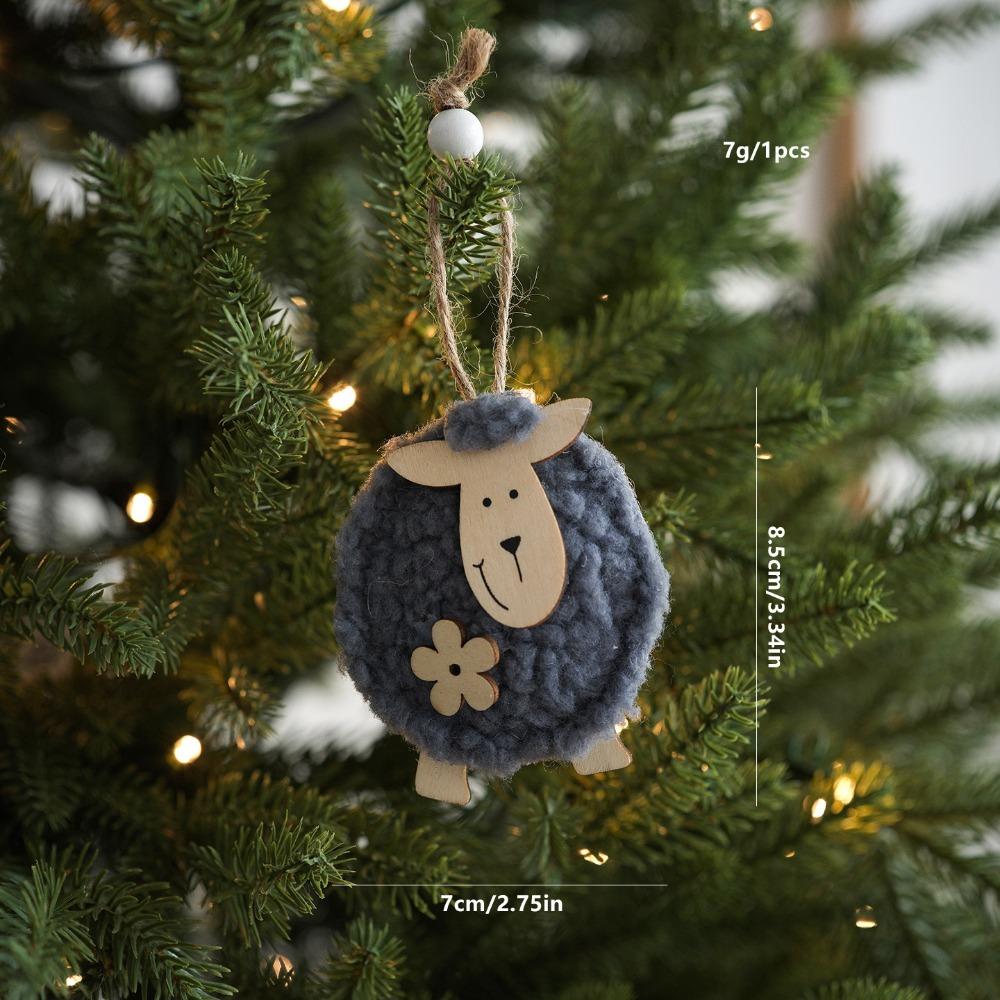 Sheep Shape Christmas Ornament Felt Material Felt Pendant Cute Xmas Hanging Charm Gift Decoration