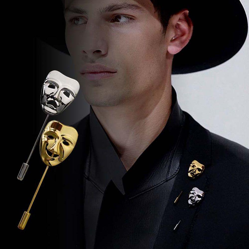 Vintage Sweater 3D Smile Gold Color Zinc Zinc Alloy Decoration Mask Jewelry Lapel Pin Brooches Pin