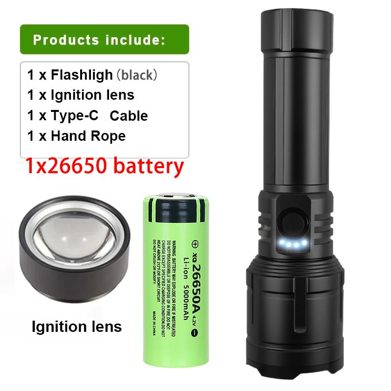 2503 Rechargeable Tactical LED Flashlight 5000 LM Super Bright Zoom Aluminum Alloy Torch Light for Camping/Hiking/Emergency Gear
