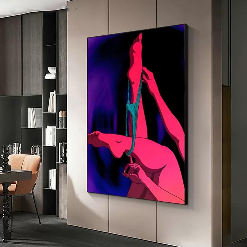 Sexy Poster Nude Lovers Canvas Attractive Body Art Fancy Wall Sticker for Living Room Bar Decoration Vintage Decorative
