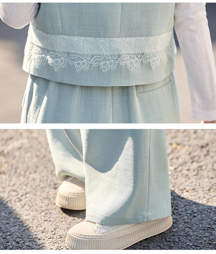 Женский модный комплект жилет на весну/лето 2025: Элегантный, Стройнящий, Омолаживающий Костюм-Тройка для Молодых Мам