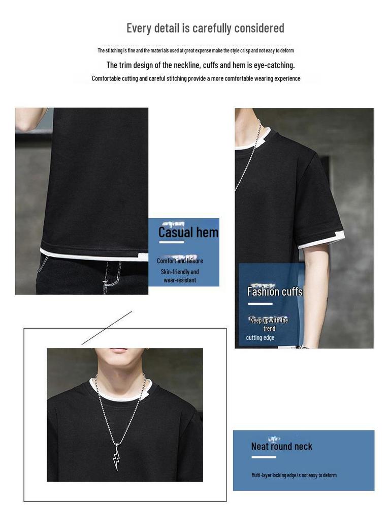 Men's Korean Style Loose Cotton Summer T-Shirt - Short Sleeve, Student Inner Wear