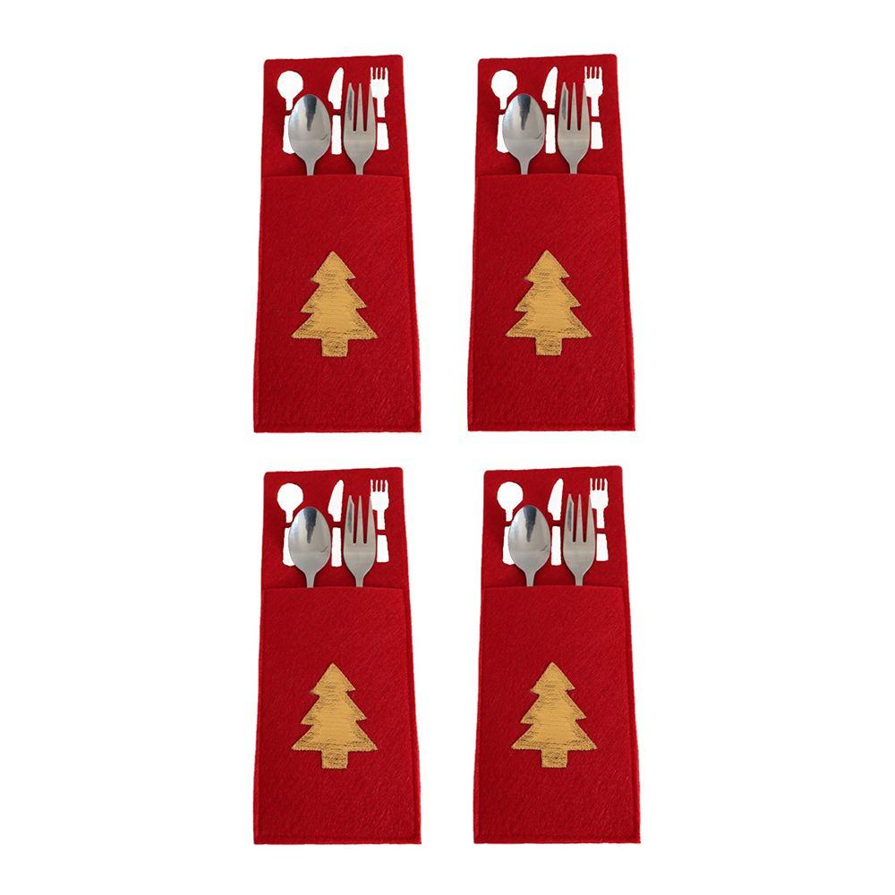 Pocket Xmas Tree Christmas Knife Fork Holder Table Decorations Tableware Organizer Cutlery Bag