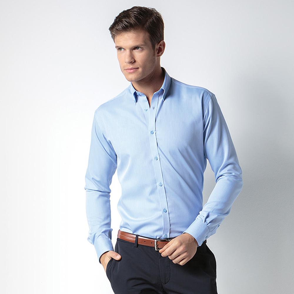 Kustom Kit Мужская рубашка премиум-класса с длинным рукавом без железа