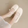Женские туфли Мэри Джейн на плоской подошве, одинарные туфли с нежным ветром, новые летние маленькие кожаные туфли 2025 года, плиссированные туфли-бини на мягкой подошве