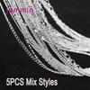 5 PCS/Lot Genuine 925 Silver Necklace Chain For Women Wedding Accessory High Quality Fine Mulitple Models Option