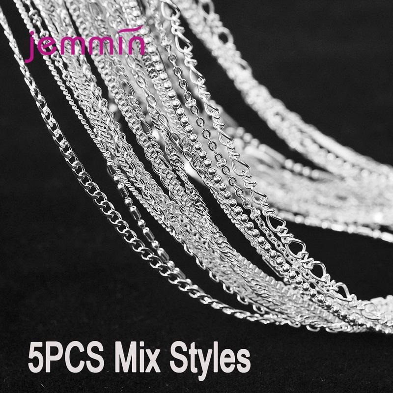 5 PCS/Lot Genuine 925 Silver Necklace Chain For Women Wedding Accessory High Quality Fine Mulitple Models Option