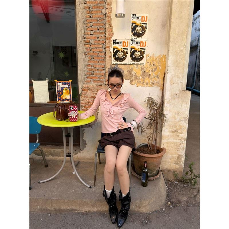 Romantic Ruffle Long-sleeve T-shirt Top