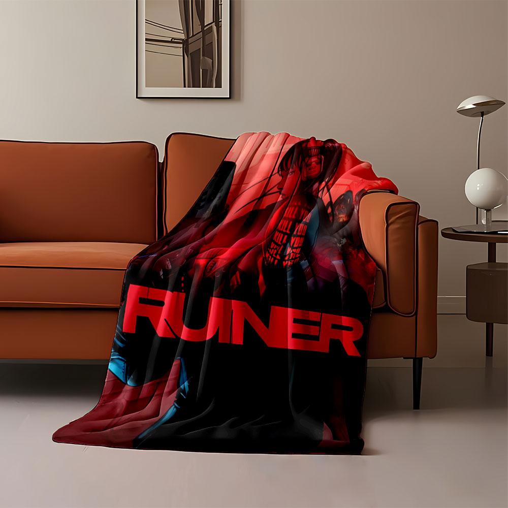 Futuristic and intense, with red tones and bold "KILL YOU" text motif. for all seasons blanket lunch break throw gift