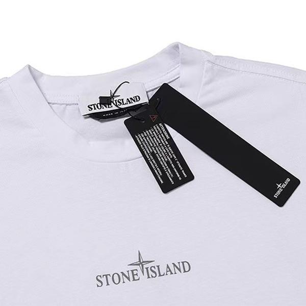 Men and Women Island Black Stone Graphic Short-sleeved T-shirt Cotton Summer Round Neck Clothing