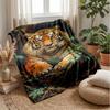 Tiger in the Jungle Theme blanket Lightweight Warm Flannel Blanket Decorative Throw Blanket for Home Decoration