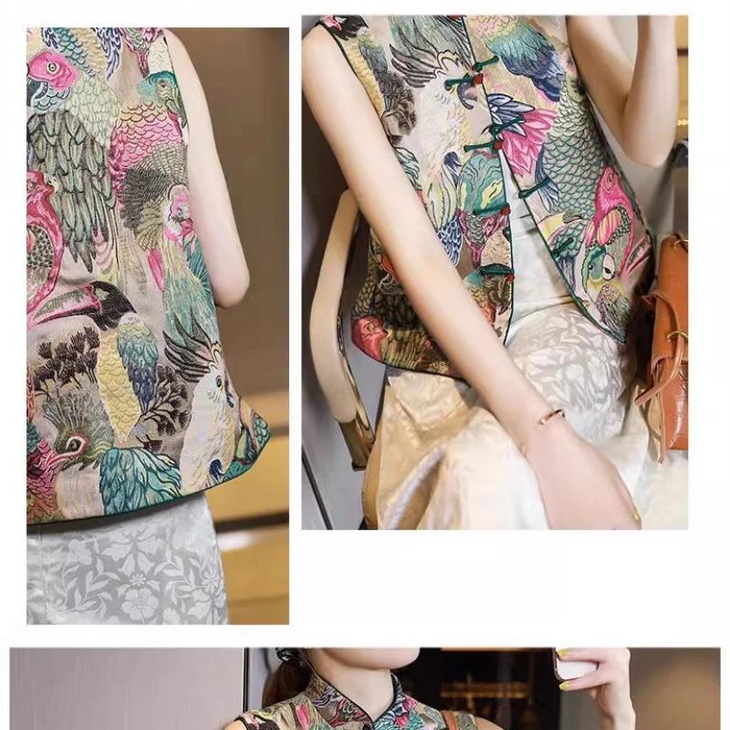 Colorful Parrot Jacquard Fabric Heavy Industry Brocade for Sewing Womens Dresses Song Jin Vest Designer DIY 100x145cm Fabric