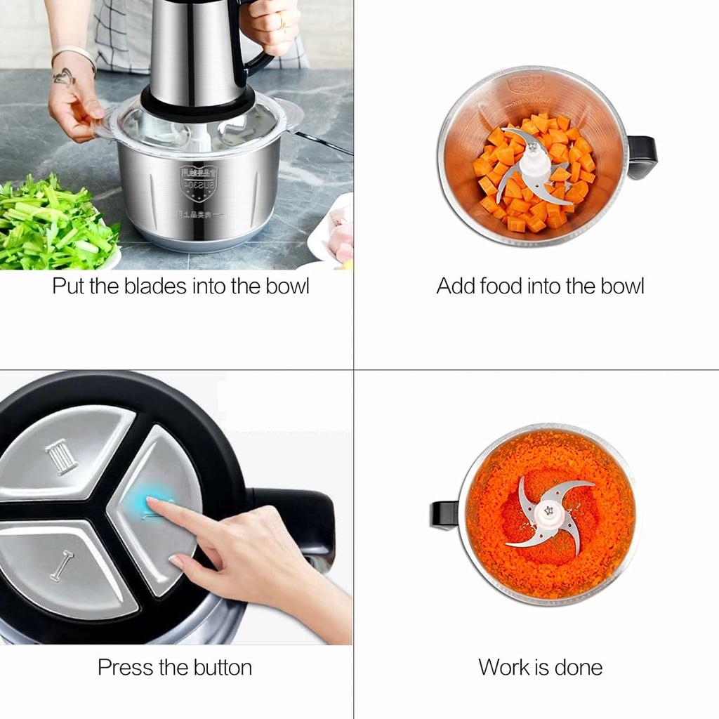500 Вт 3 скорости 6 л Электрическая мясорубка Овощерезка Фаршемешалка Кухонный комбайн Измельчитель Слайсер 304 Нержавеющая сталь 220 В/50 Гц