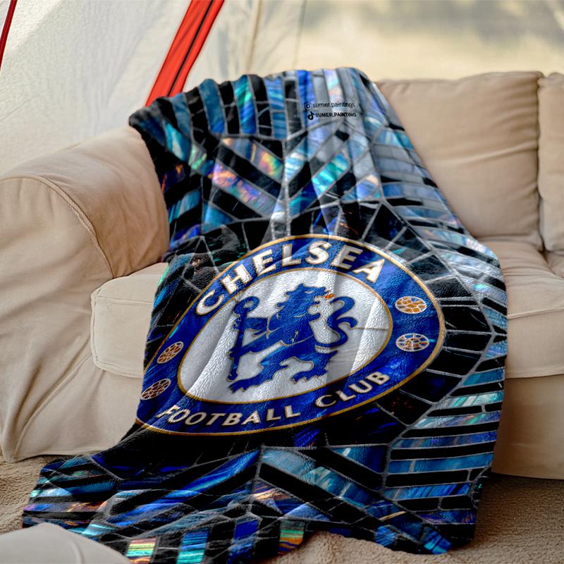 1pc Chelsea FC Blanket, Cozy Valentine's Day Blanket, Multi-functional Nap Blanket Available Throughout the Four Seasons
