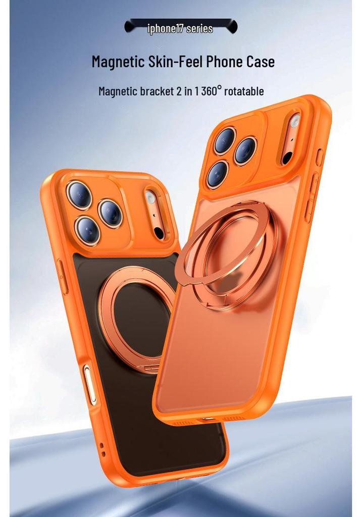 Магнитный вращающийся на 360° чехол для iPhone 17 Pro Series с невидимой подставкой и рамкой-зеркалом из алюминиевого сплава