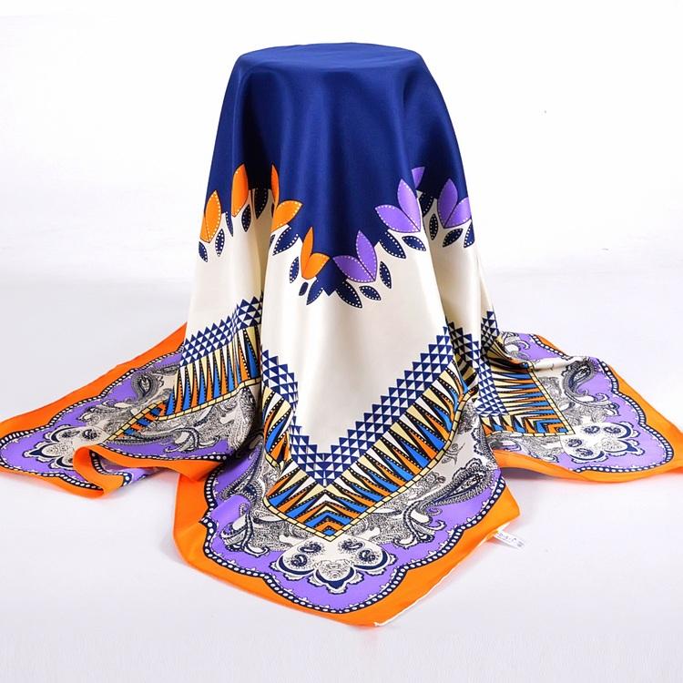 High Quality Silk Scarf Printed New Arrival Women Accessories 90*90cm Square Scarves Wraps Golden-plating Design Scarfs