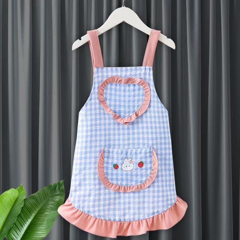 New Medium Large Children's Apron 3 To 6 Years Old Kindergarten Summer Sleeveless Waterproof Dirt-Proof Dressing Baby Eating Bib