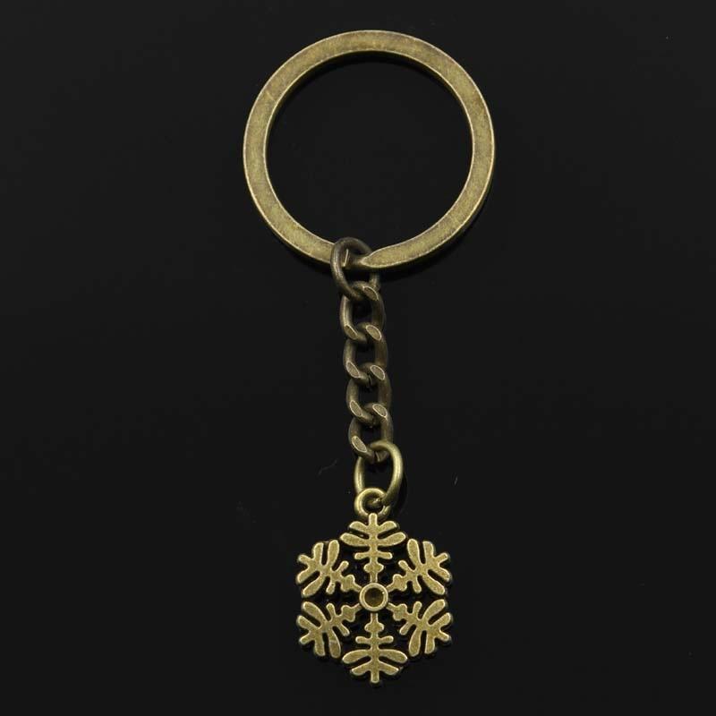 Fashion Snowflake Snow 20x23mm Pendant 30mm Key Ring Chain Bronze   Men Car Gift Souvenirs Keychain