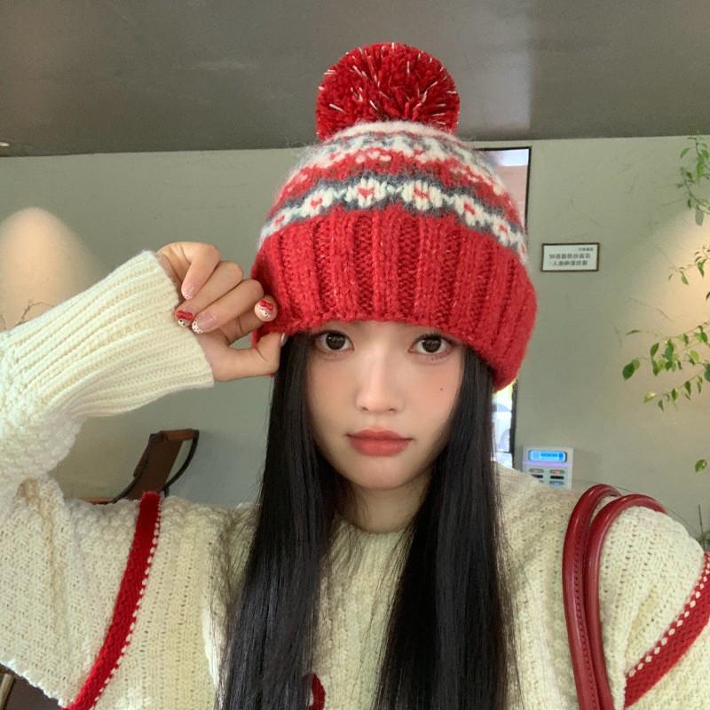 Knit Hat Women Acrylic Material Breathable Windproof Winter Fashionable Autumn