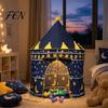 Imaginative Play Tent Kids Castle Tent, Princess Playhouse for Girls, Indoor Outdoor Easy Setup Durable Children Game with Star Moon Design, Birthday