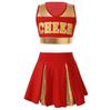 Kids Girls Cheerleading Costume Cheerleader Uniform Sleeveless V Neckline Letter Print Crop Top with Elastic Waistband Skirt