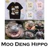 Moo Deng Tiny Baby Hippo Star Thailand Cute Pygmy Hippo Unisex Men Women Kid T-Shirt Print Short Sleeve Round Neck