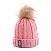 High Quality Letter B Cotton Beanies Wool Fur Pompom Winter Hat For Women Girls Warm Knitted Hat