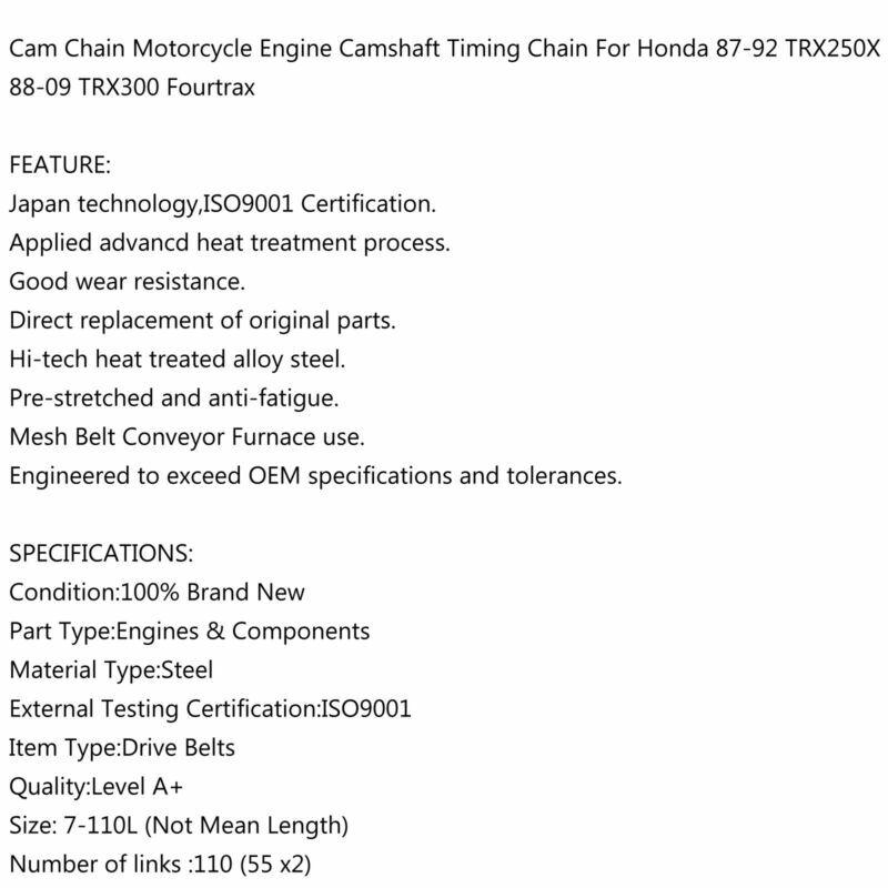 Cam Chain Motorcycle Engine Camshaft Timing Chain For Honda 87-92 TRX250X 88-09 TRX300 Fourtrax
