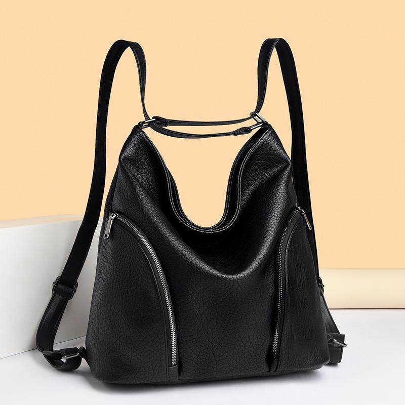 2025 New Niche Retro Trendy Large-capacity Casual Soft Leather Women's Shoulder Crossbody Multi-functional Backpack Women's Bag