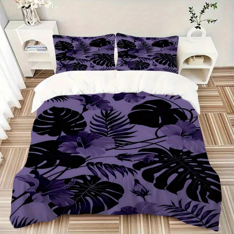 3pcs Tropical Leaves Bedding Set, Breathable and Soft, Suitable for Bedroom Decor (1*Duvet Cover + 1/2*Pillowcases, No Core) yy250821122