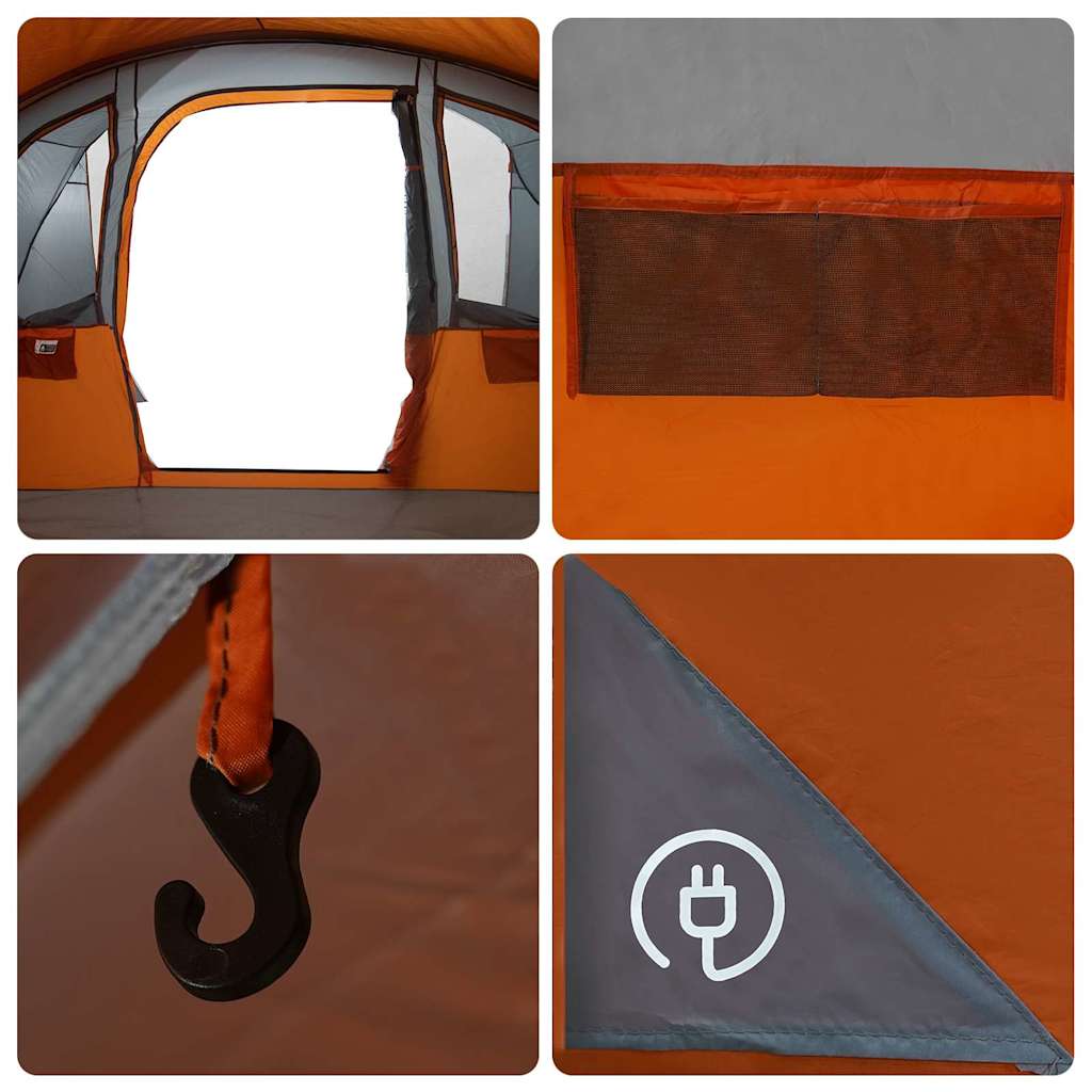 Family Tent with Roof in Grey and Orange 576 x 325 x 213 cm