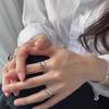 Korean Imported Vintage Handmade Textured Two Heart Adjustable Ring For Women