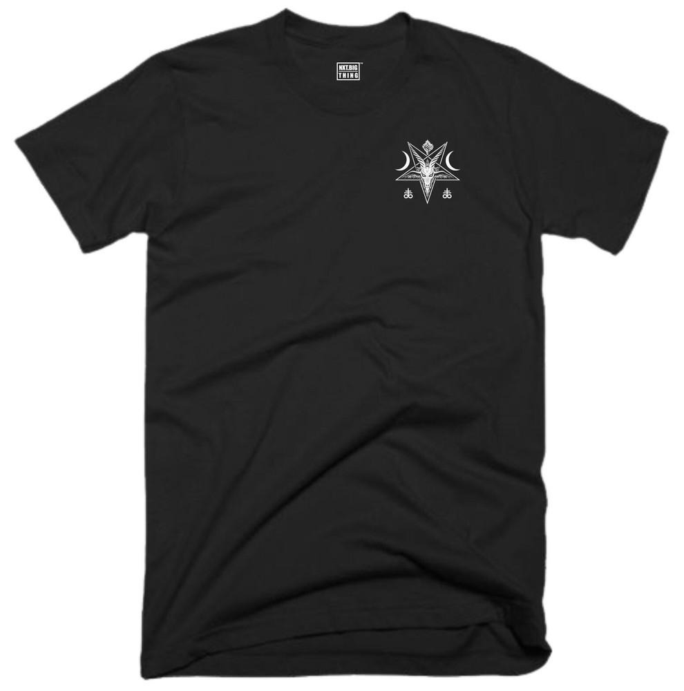 Goat Skull Head T Shirt Small Lucifer Pentagram Devil Demon Satanic Baphomet Top