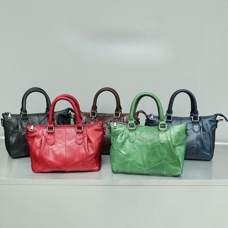 Genuine Leather Patchwork Ladies' Bag Commuter Bag Cowhide Single-shoulder Bag Versatile Handbag